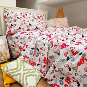 Lenjerie de pat 2 persoane, tesatura clasica neteda, 100% bumbac, decor inimioare - 02 - imagine 2