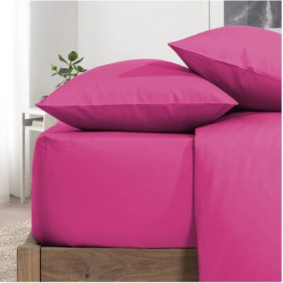 Cearceaf de pat Kotonia Home, 100% bumbac, Olandina color, 220x240 cm, fuxia - imagine 3
