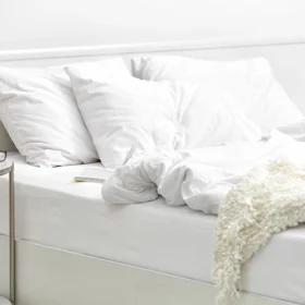 Cearceaf de pat, 100% bumbac, percale, alb