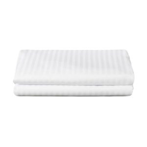 Cearceaf de pat, 100% bumbac, damasc cu latime dungi de 1 cm, alb - imagine 6