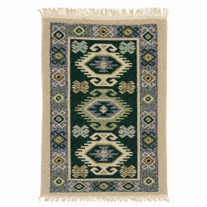 Covor tesut - Decor traditional, fond  verde si nuante de crem – 03 - imagine 2