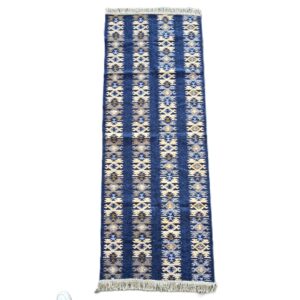 Covor tesut - Decor traditional, fond albastru si nuante de crem – 08 - imagine 5