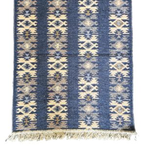 Covor tesut - Decor traditional, fond albastru si nuante de crem – 08 - imagine 8