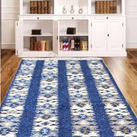 Covor tesut - Decor traditional, fond albastru si nuante de crem – 08