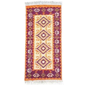 Covor tesut - Decor traditional, fond bordo si nuante de crem – 05