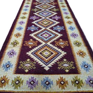 Covor tesut - Decor traditional, fond  maro si nuante de crem – 02 - imagine 7