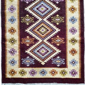 Covor tesut - Decor traditional, fond  maro si nuante de crem – 02 - imagine 3
