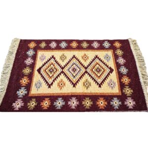 Covor tesut - Decor traditional, fond  maro si nuante de crem – 02 - imagine 10