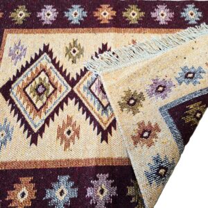 Covor tesut - Decor traditional, fond  maro si nuante de crem – 02 - imagine 9