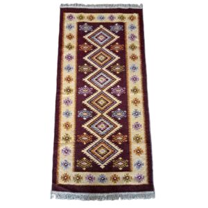 Covor tesut - Decor traditional, fond  maro si nuante de crem – 02 - imagine 8