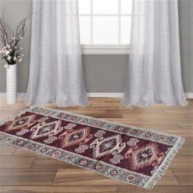 Covor tesut - Decor traditional, fond  maro si nuante de crem – 03