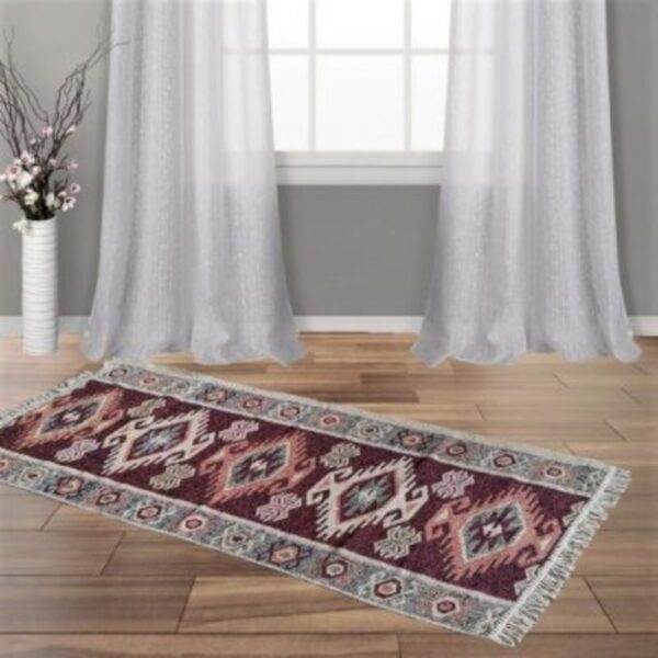 Covor tesut - Decor traditional, fond  maro si nuante de crem – 03
