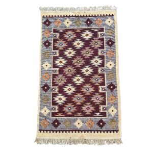 Covor tesut - Decor traditional, fond  maro si nuante de crem – 04 - imagine 3