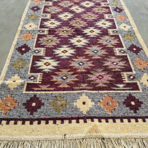 Covor tesut - Decor traditional, fond  maro si nuante de crem – 04 - imagine 10