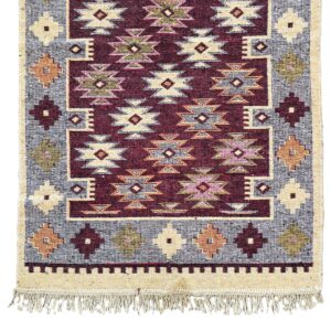 Covor tesut - Decor traditional, fond  maro si nuante de crem – 04 - imagine 8