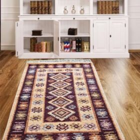 Covor tesut - Decor traditional, fond  maro si nuante de crem – 07