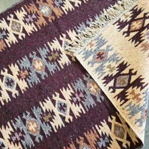 Covor tesut - Decor traditional, fond  maro si nuante de crem – 08 - imagine 11