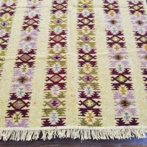 Covor tesut - Decor traditional, fond  maro si nuante de crem – 08 - imagine 10