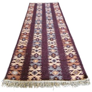 Covor tesut - Decor traditional, fond  maro si nuante de crem – 08 - imagine 8