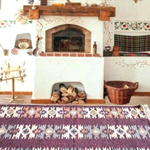 Covor tesut - Decor traditional, fond  maro si nuante de crem – 08 - imagine 7