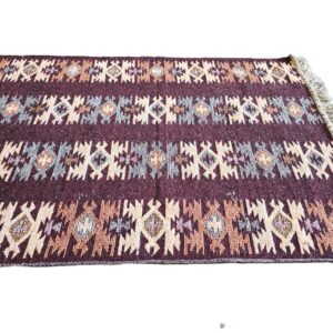 Covor tesut - Decor traditional, fond  maro si nuante de crem – 08 - imagine 6