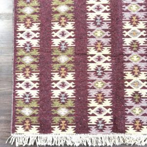 Covor tesut - Decor traditional, fond  maro si nuante de crem – 08 - imagine 5