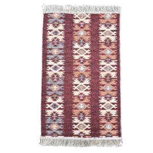 Covor tesut - Decor traditional, fond  maro si nuante de crem – 08 - imagine 4