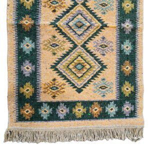 Covor tesut - Decor traditional, fond  verde si nuante de crem – 02 - imagine 3