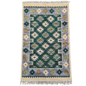 Covor tesut - Decor traditional, fond  verde si nuante de crem – 04 - imagine 3