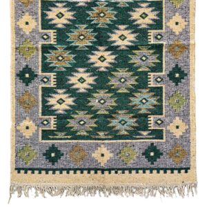 Covor tesut - Decor traditional, fond  verde si nuante de crem – 04 - imagine 2