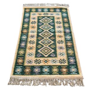 Covor tesut - Decor traditional, fond  verde si nuante de crem – 07 - imagine 5