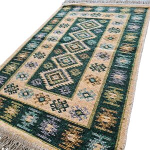 Covor tesut - Decor traditional, fond  verde si nuante de crem – 07 - imagine 2