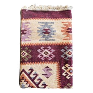 Covor tesut - Decor traditional, fond bordo si nuante de crem – 07 - imagine 3