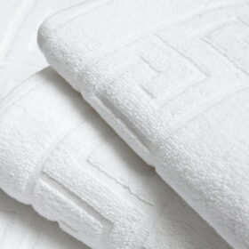 Pachet 3 prosoape baie Greek Border Jacquard - 100% bumbac, 500 gr/mp, 70x140 cm, alb