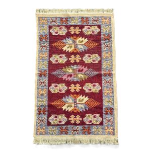 Covor tesut - Decor traditional, fond bordo si nuante de crem – 011 - imagine 3