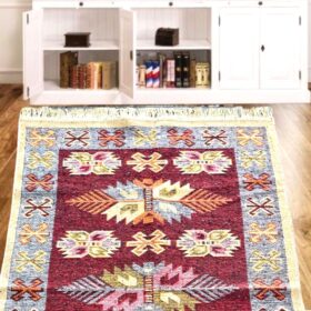 Covor tesut - Decor traditional, fond bordo si nuante de crem – 011