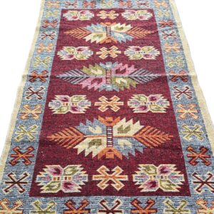 Covor tesut - Decor traditional, fond bordo si nuante de crem – 011 - imagine 6