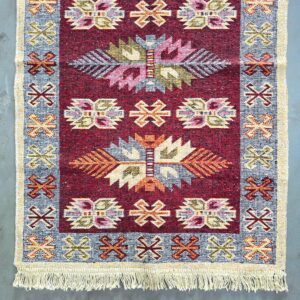 Covor tesut - Decor traditional, fond bordo si nuante de crem – 011 - imagine 2