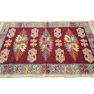 Covor tesut - Decor traditional, fond bordo si nuante de crem – 011 - imagine 7