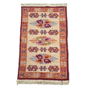 Covor tesut - Decor traditional, fond bordo si nuante de crem – 011 - imagine 9
