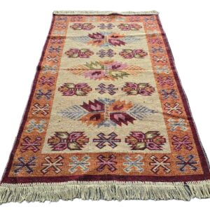 Covor tesut - Decor traditional, fond bordo si nuante de crem – 011 - imagine 11