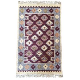 Covor tesut - Decor traditional, fond bordo si nuante de crem – 04