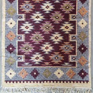 Covor tesut - Decor traditional, fond bordo si nuante de crem – 04 - imagine 3