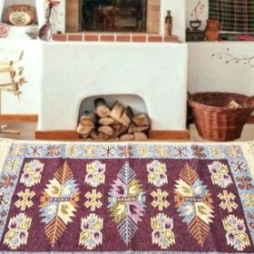 Covor tesut - Decor traditional, fond  maro si nuante de crem – 011
