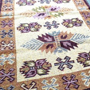 Covor tesut - Decor traditional, fond  maro si nuante de crem – 011 - imagine 10