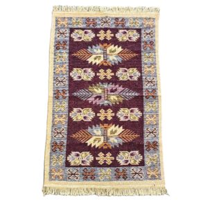 Covor tesut - Decor traditional, fond  maro si nuante de crem – 011 - imagine 8