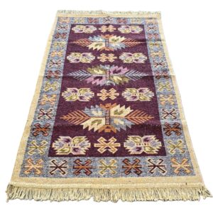 Covor tesut - Decor traditional, fond  maro si nuante de crem – 011 - imagine 7
