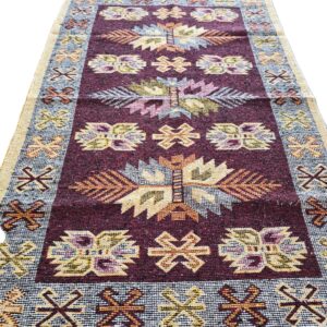 Covor tesut - Decor traditional, fond  maro si nuante de crem – 011 - imagine 6