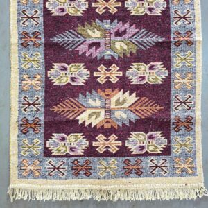 Covor tesut - Decor traditional, fond  maro si nuante de crem – 011 - imagine 5