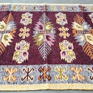 Covor tesut - Decor traditional, fond  maro si nuante de crem – 011 - imagine 2